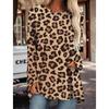 Fashion Design Women's Striped Leopard T-Shirt For Women Girls Party Clothing Loose Autumn Winter Long T-Shirt Tops Tees