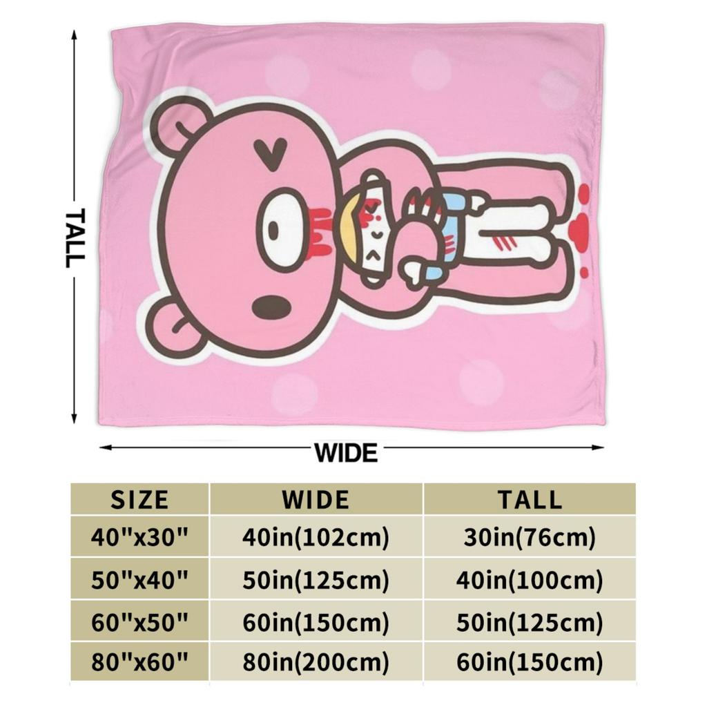 Gloomy Bear Flannel Blanket Winter  Warm Soft Throw Blanket for Kids Bedroom Fashion Bedspread Sofa Bed Cover