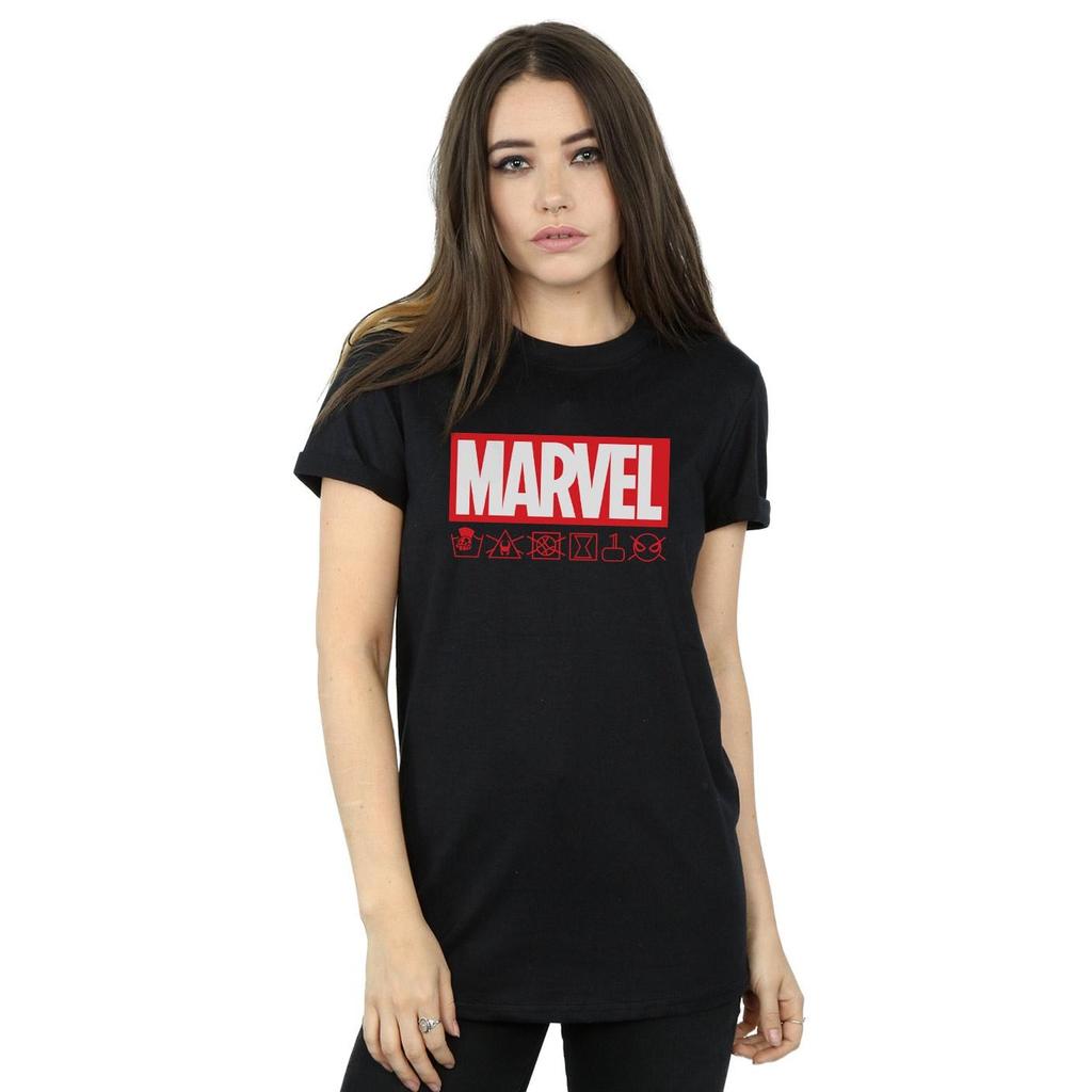 Marvel Женская/дамская футболка-бойфренд из хлопка с логотипом Wash Care
