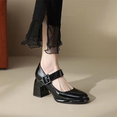 Туфли Мэри Джейн на высоком каблуке женские весна 2025 новые модные темпераментные туфли с круглым носком французские ретро милые туфли Мэри Джейн