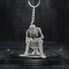 2 Pcs Skeleton On Toilet Key Chain Key Ring Novelty Gift Rubber / Metal Ring
