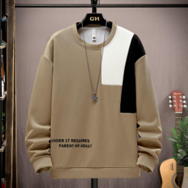 Осень Зима Мужской Лонгслив Новый Корейский Стиль Модный Свободный Модный Универсальный Повседневный Свитшот