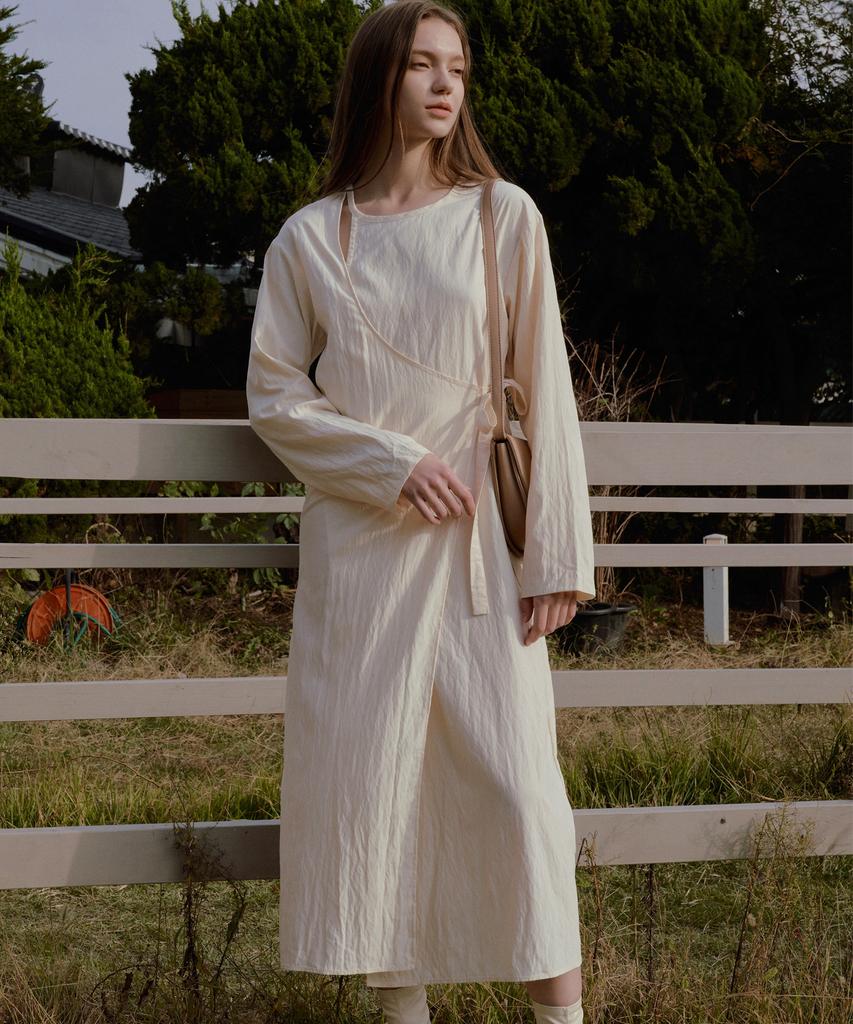 Adowl Slit Wrap Dress - Cream