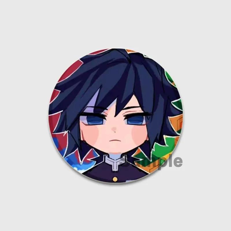 32/44/58mm Round Anime Brooches Kamado Tanjirou Tsuyuri Kanao Hashibira Inosuke Rengoku Kyoujurou Agatsuma Zenitsu Akaza Badge Lapel Pins