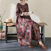 2025 Plus Size Women Spring Summer Dress Vintage Long Dress Floral Style Loose Lady Maxi Dress Printing