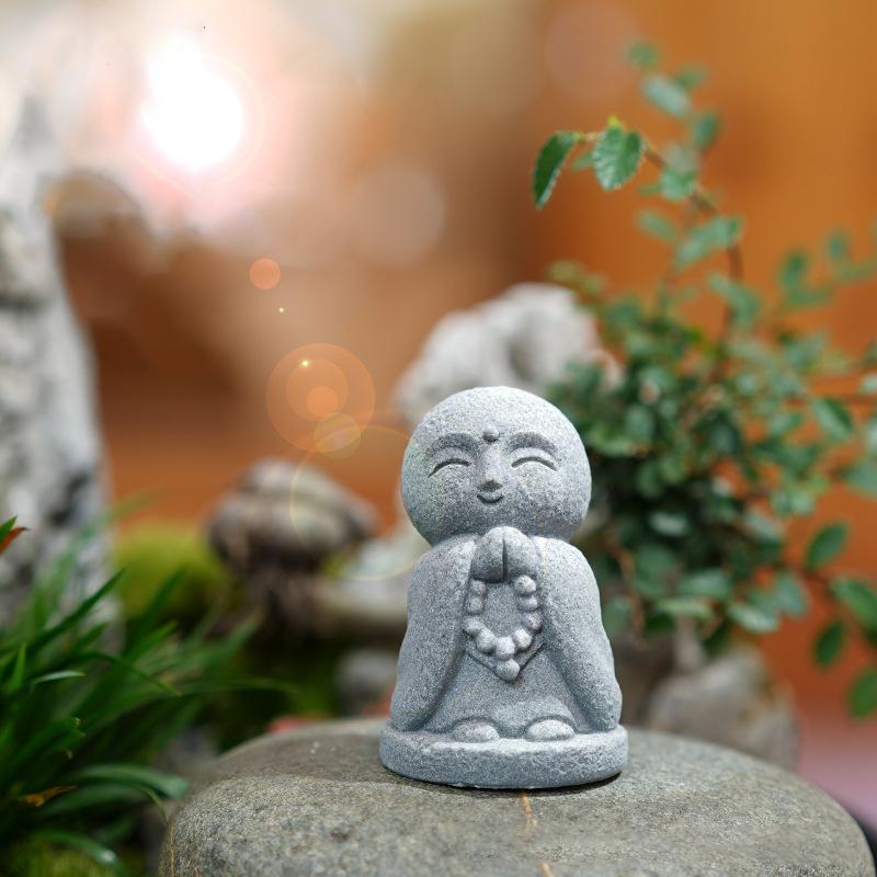 Статуи Будды Милые маленькие скульптуры Будды Дзидзо Фигурки Садовые украшения Японский Будда Кшитигарбха Аквариум Бонсай