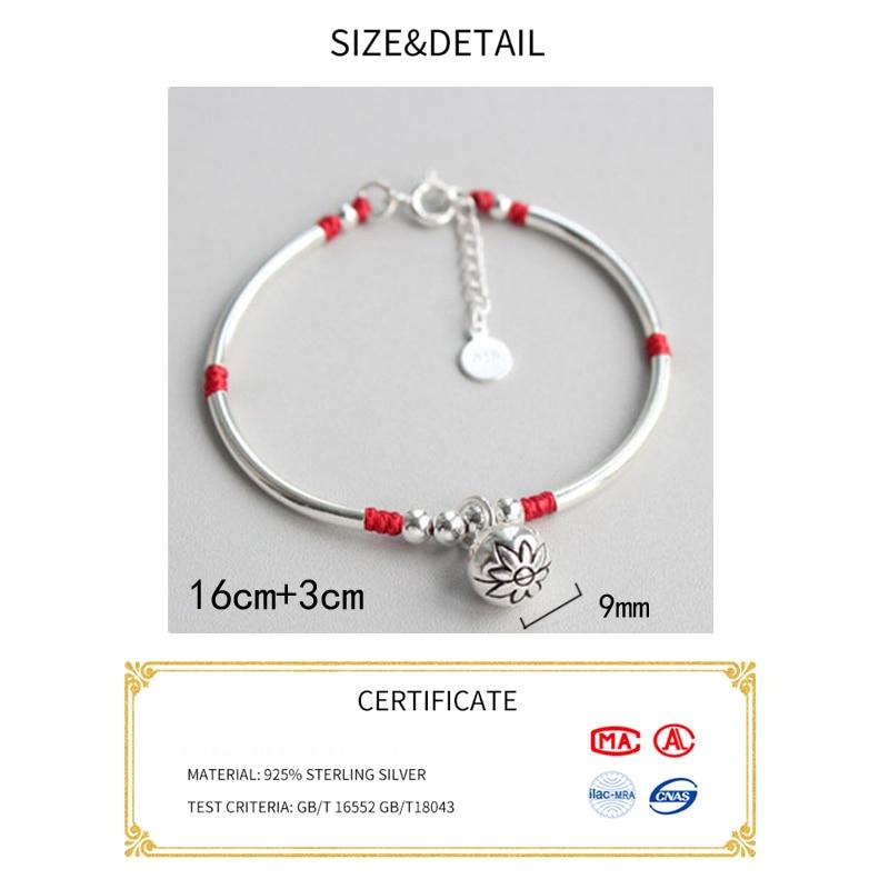 La Monada красная нить для рук, браслет из стерлингового серебра 925 пробы, колокольчик, красная нить, веревочные браслеты для женщин, серебро 925 пробы