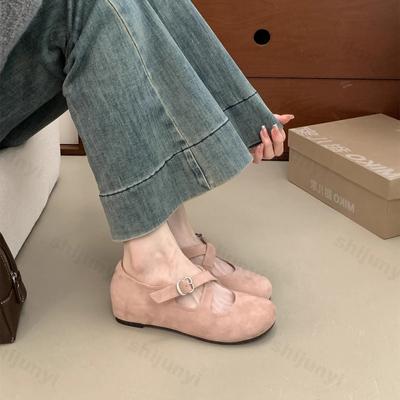 Модные женские балетки 2025 Новые с перекрестной шнуровкой Круглый носок Удобные туфли Мэри Джейн Модный ремешок с пряжкой Увеличение высоты Повседневная обувь