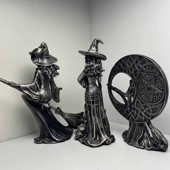 Sexy Witch Figurine Gothic Witch Ornament Desktop Decorative Witch Sculpture Gift for Witches Lovers Cabinet Mantel Decoration
