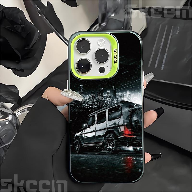 Модный блестящий чехол для телефона с автомобильным принтом для iPhone 16 16E 15 14 13 12 11 Pro Max XR X XS 7 8 Plus Задняя крышка из материала IMD