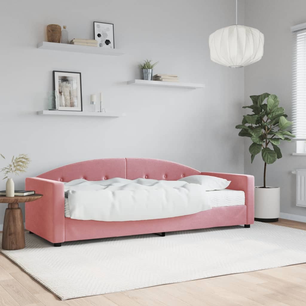 Daybed with Mattress Pink 80 x 200 cm Velvet