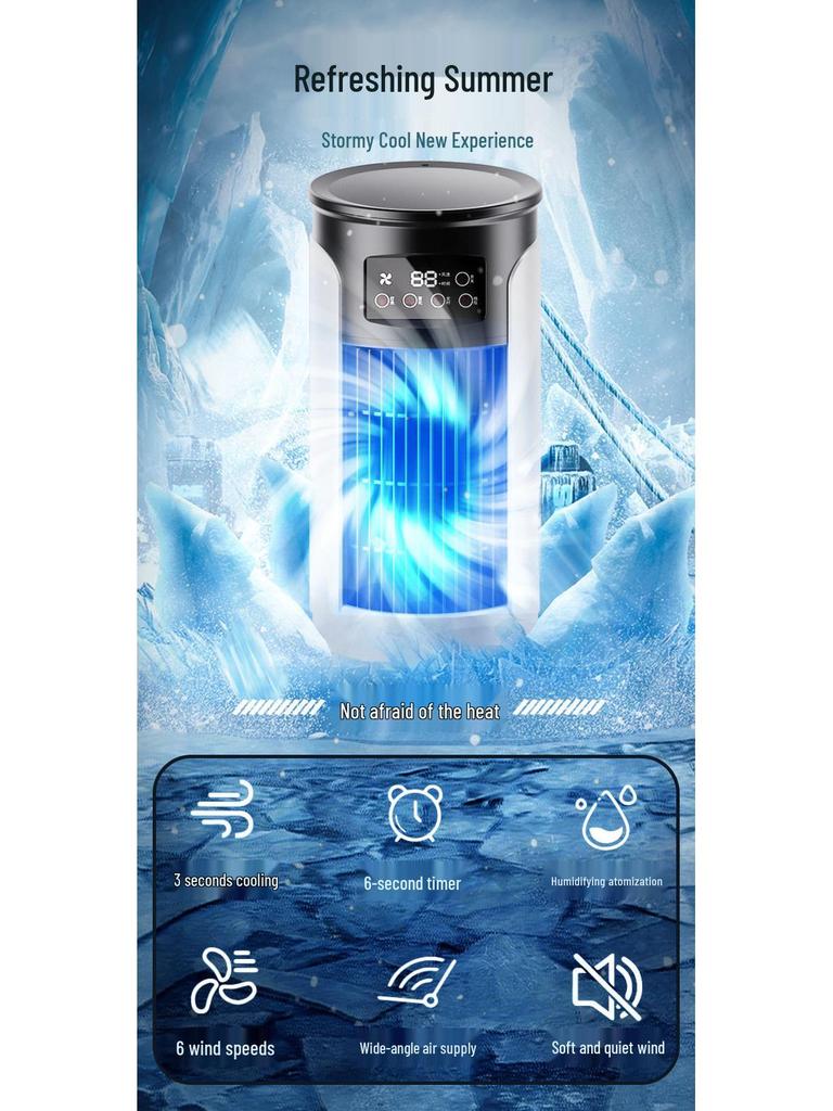 Portable USB Desktop Air Cooler & Humidifier - Silent Operation with Timer for Home & Office