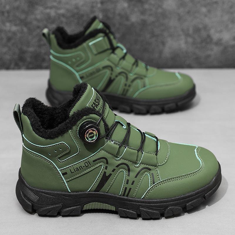 2025 Зимние мужские высокие утепленные хлопковые ботинки с поворотной пряжкой - ботинки Мартин в британском стиле