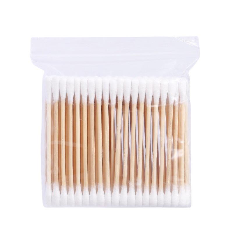 Dual-Head Cotton Swabs: 100pcs Wooden Stick Makeup & Ear Cleaning Swabs with Pointed & Round Heads