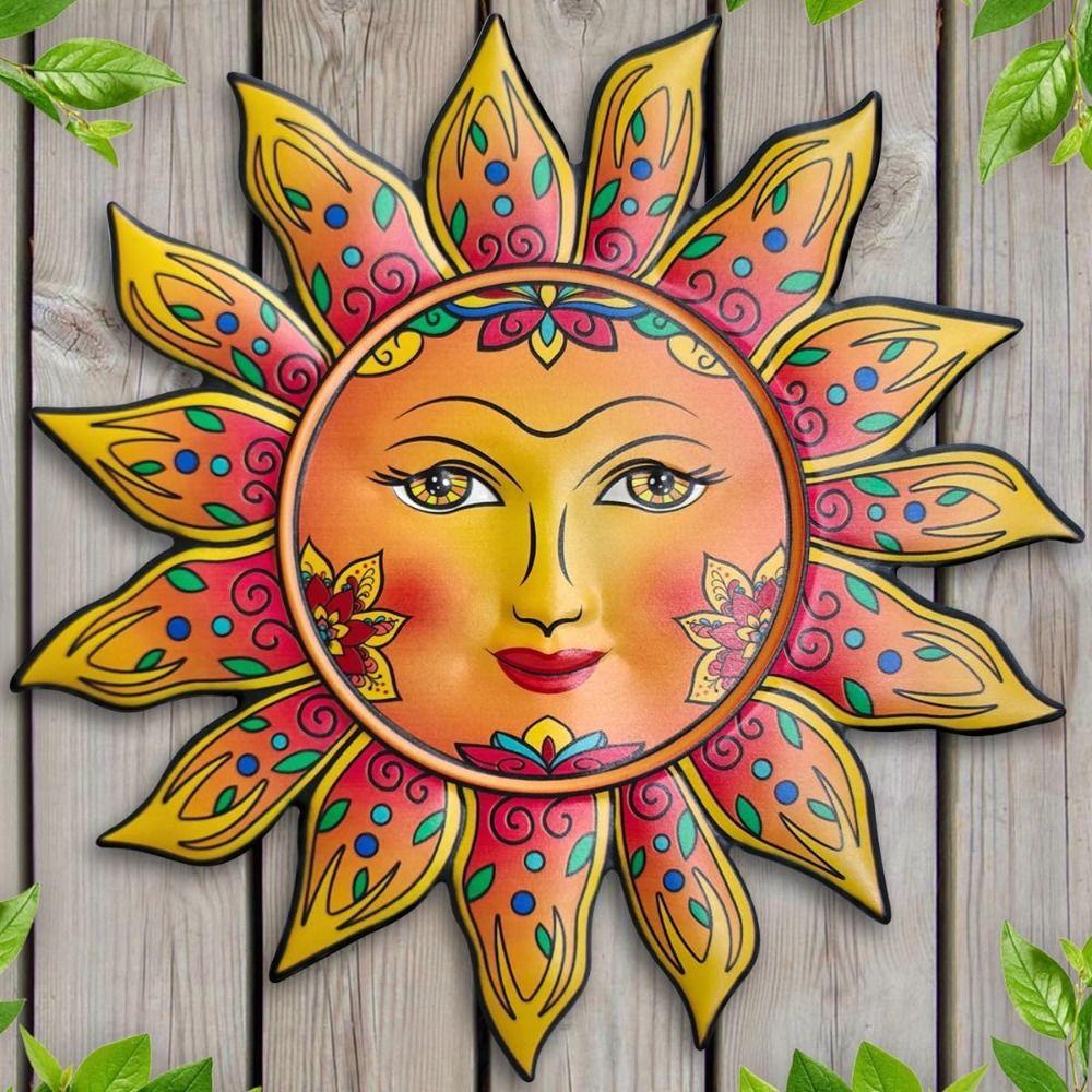New Metal Sun Wall Decor Friendly Face Funny Wall Art Decoration Sun Flower Hanging Decoration Living Room Bedroom