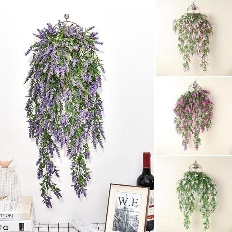 1 Pcs Beautiful Fashion Fake Plant Flowers Wall Artificial Hanging Lavender Vine Flower Rattan Home Garden Decoration