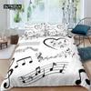 Home Living Luxury Music Notes Print 2/3Pcs Soft Duvet Cover PillowCase Queen Size and King Size Kids Bedding Set EU/US/AU Size