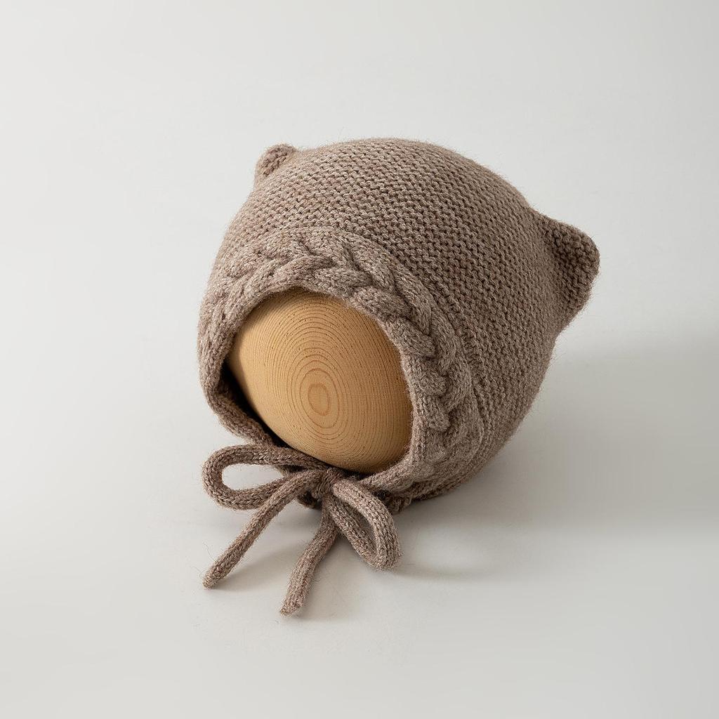Вязаная шерстяная шапка с защитой ушей для новорожденных - Теплый зимний пуловер для мальчиков и девочек