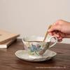 Изысканный ретро-набор из кофейной чашки и блюдца с цветочным рисунком для офиса или дома