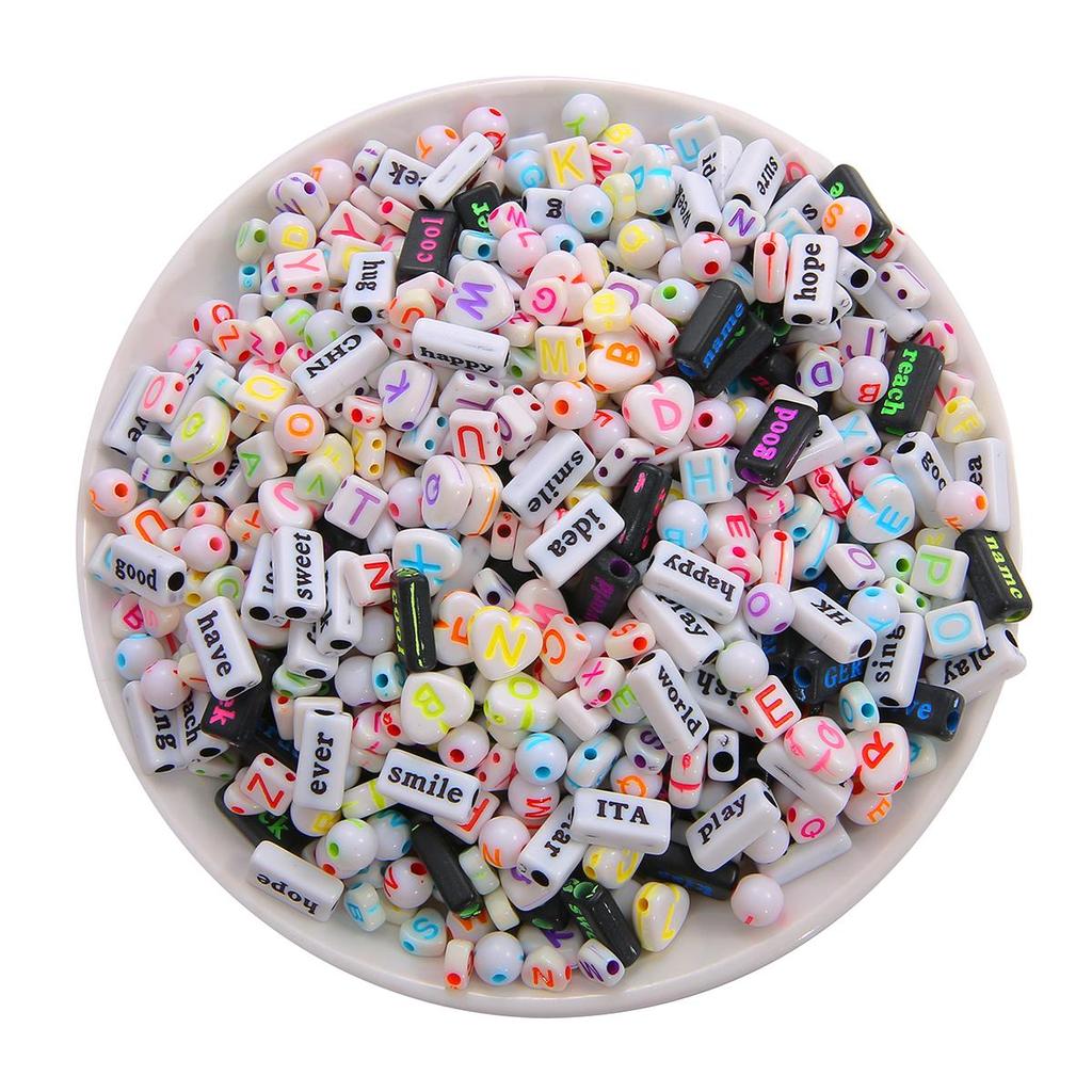 Акриловые бусины с буквами и геометрическими фигурами, алфавитные и фигурные подвески для изготовления украшений своими руками