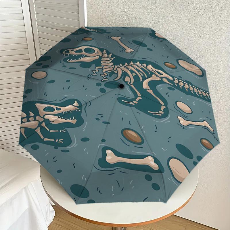 1PC Dinosaur Fossils Umbrella-8-Rib Reinforced Portable Folding Travel Suitable for All Seasons Outdoor Daily Use  -J0341