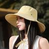 Korean Style Sun Hat For Women With Wide Brim Uv Shield And Polyester Material For Casual Outings