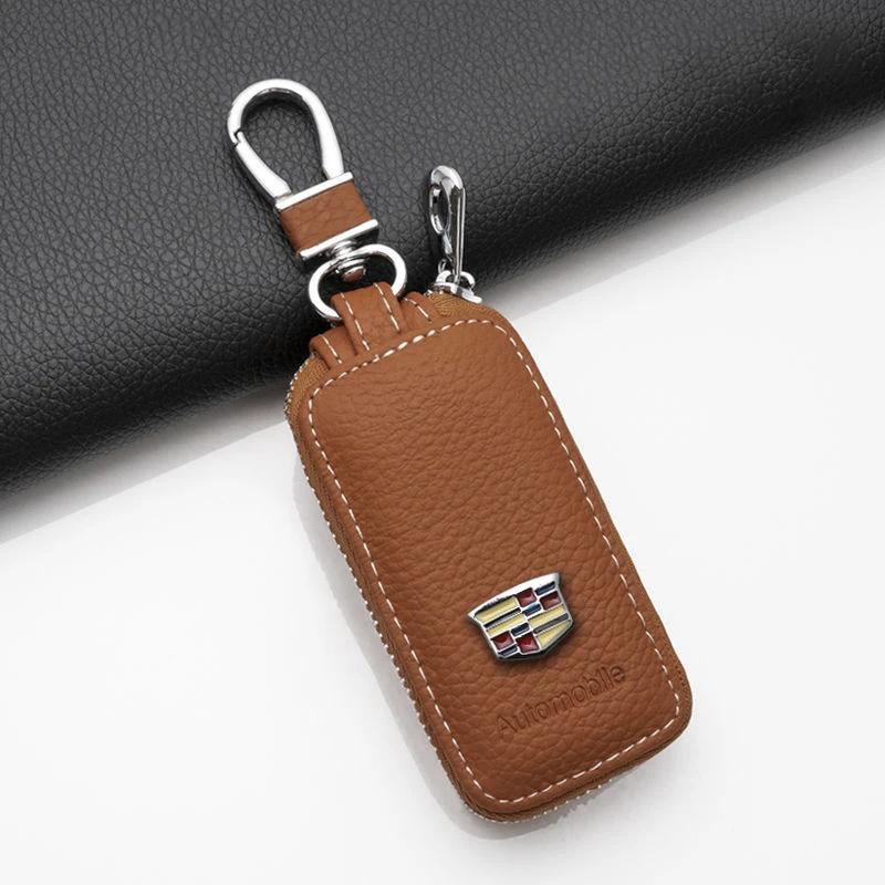 AABHX1 Leather Car Key Bag Case for Cadillac Escalade CTS ATS SRX Deville BLS XT4 XT5 XT6 STS XTS SLR XLR CT4 CT5 CT6 Auto Accessories