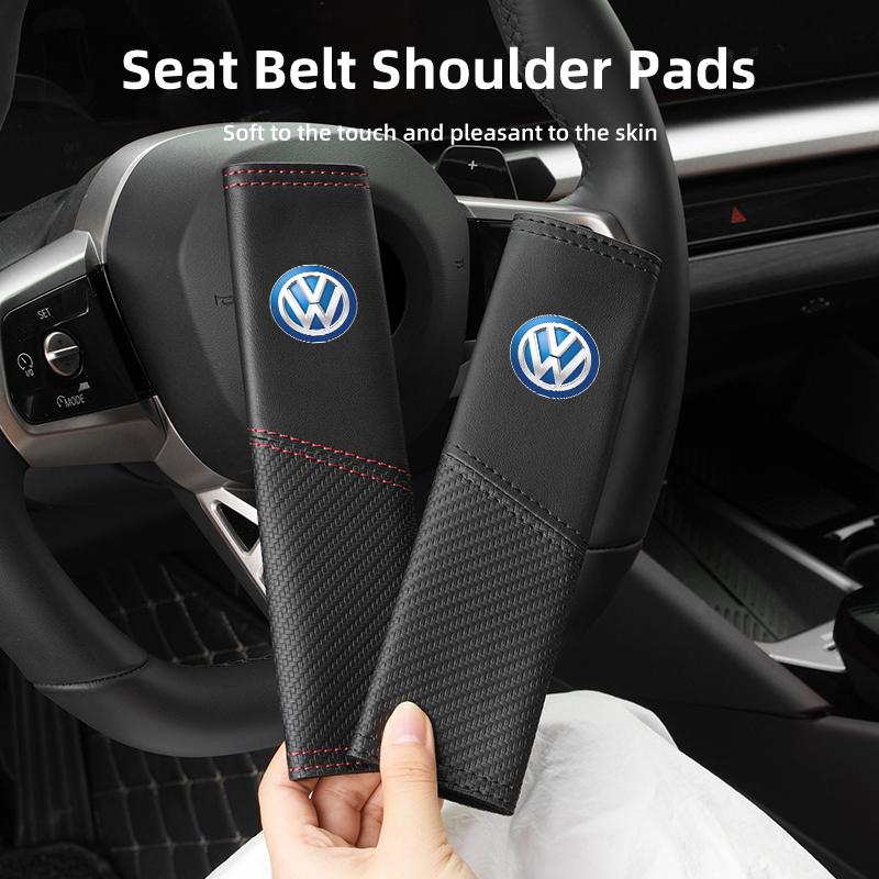 CUP1 Car Seat Belt Cover Safety Belt Two-colour Splicing Shoulder Protection Pads For VW Tiguan CC Jetta Polo Passat T-ROC Touareg