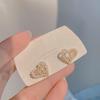 French Style High-End Hollow Heart Pearl Zircon Earrings for Women