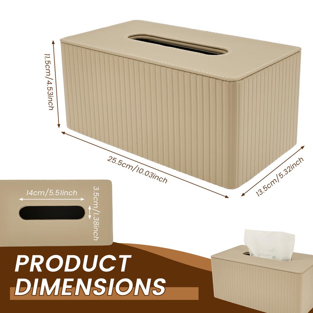 Tissue Box PU Leather Rectangular Tissue Box with Magnetic Bottom Decorative Rectangular Tissue Dispenser for Home Dining Room
