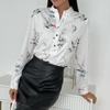 Women's Spring  V-Neck Long Sleeve Button Floral Print Shirt