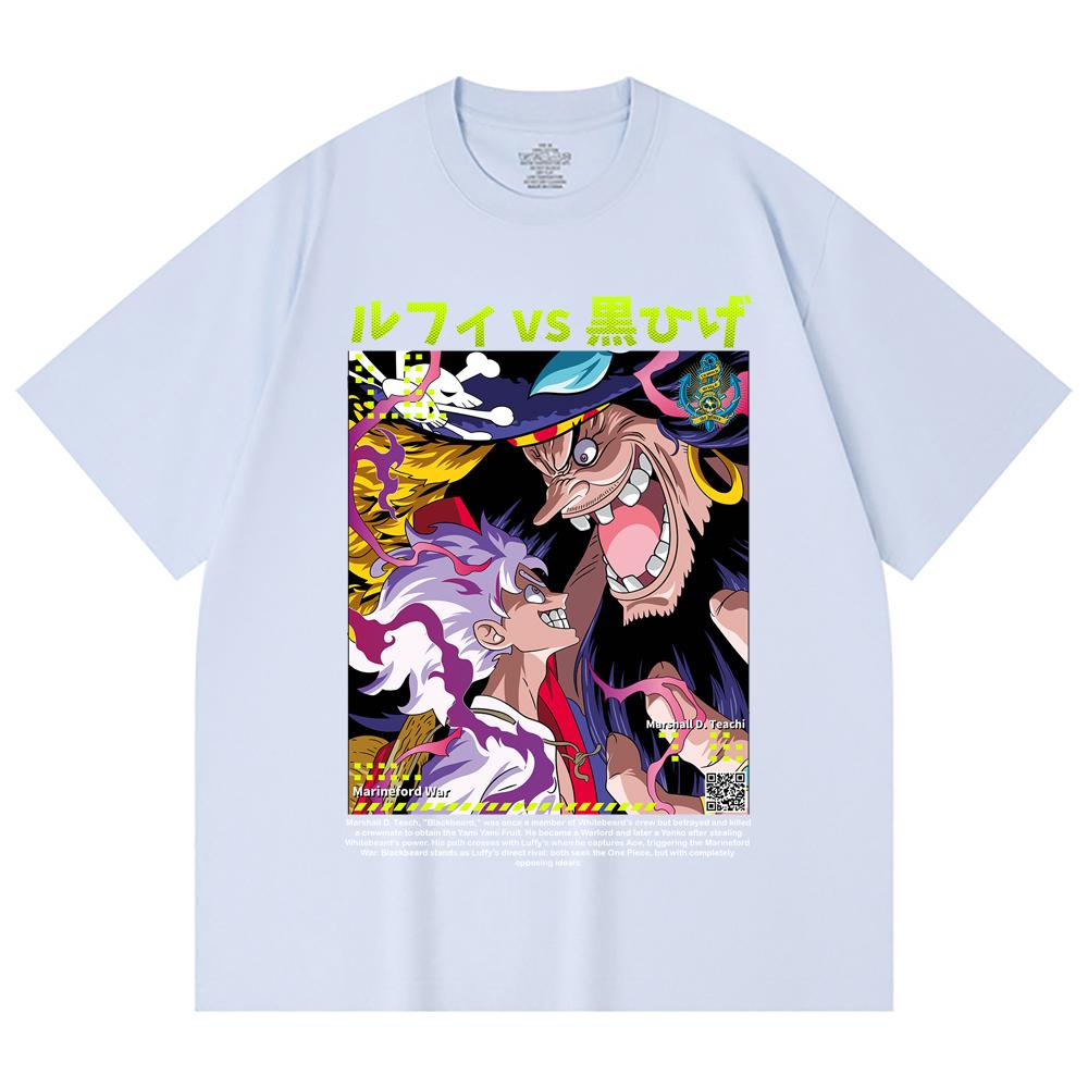 230 Gsm 100% Cotton One Piece V51 Luffy Blackbeard Print Unisex Heavy Cotton T Shirt