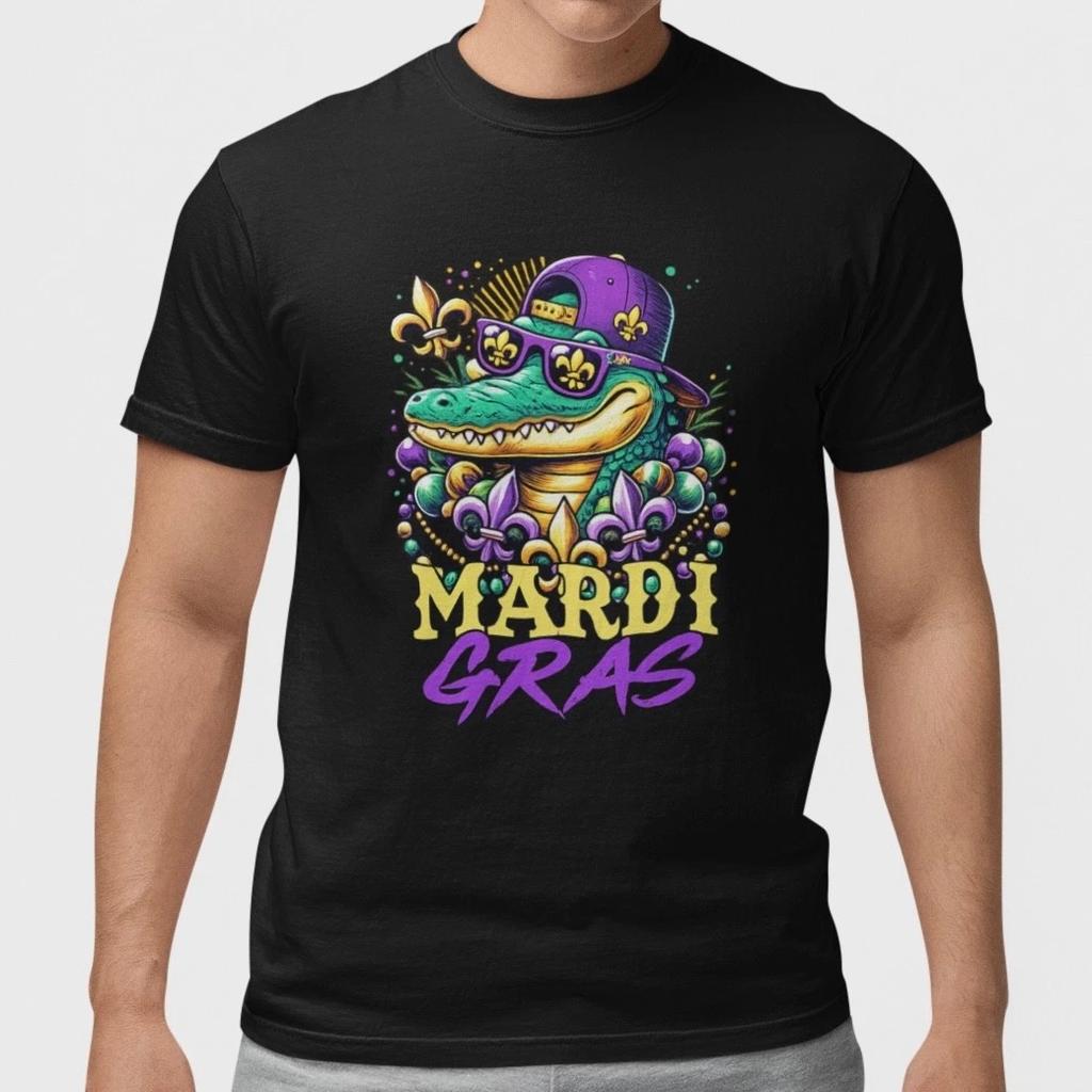 Mardi Gras Alligator Shirt Funny Carnival Gator Beads Party T-Shirt Unisex Gift