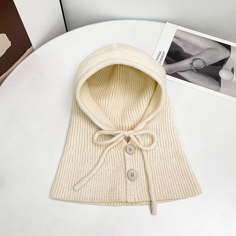 Balaclava Hat, Scarf, Integrated Women's Autumn and Winter Ankla Red Warm Ear Protector Wool Hat