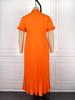 AOMEI Women Plus Size Elegant Pleated Maxi Dress Tie Neck Short Sleeve Modest Church Flowy Loose Fit Dresses