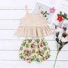 Однотонные топы на подтяжках для маленьких девочек, шорты с цветочным принтом, наряды