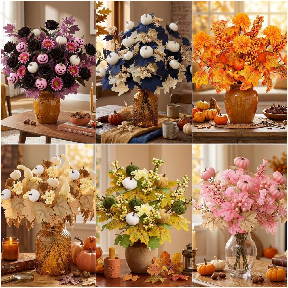 Multicolor Artificial Mapple Leaves Branch Silk Leaves Simulation Leaves Branch Thanksgiving