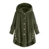 Women's Fashion Solid Color Pocket Button Hooded Loose Casual Plush Jacket