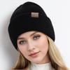 Autumn and Winter Hats Women's Simple and Fashionable Pullover Hats, Fleece Thickened Warm Cold Hats, Headcaps, Knitted Wool Hats
