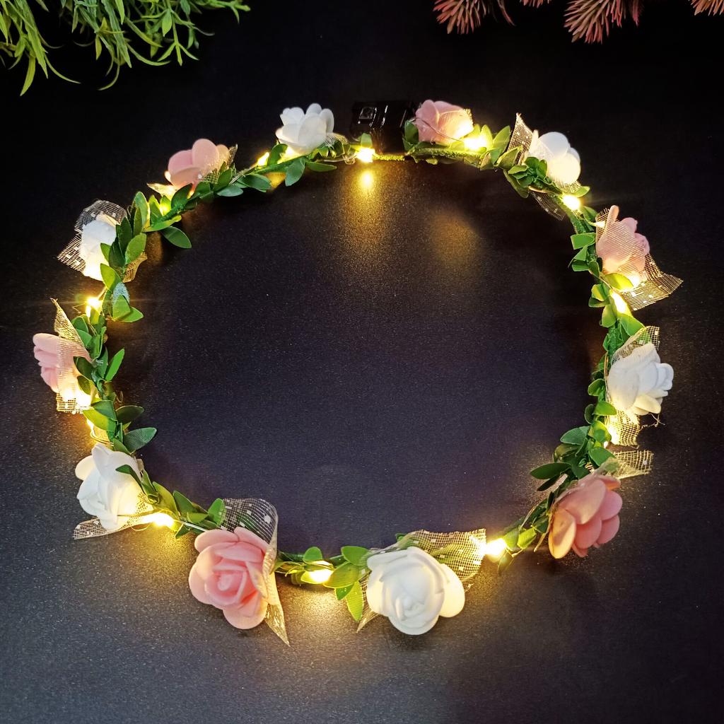 Свадебная вечеринка Корона светящийся цветок повязка на голову светодиодный венок гирлянда украшение для женщин и девочек подарок на день рождения светящаяся повязка на голову