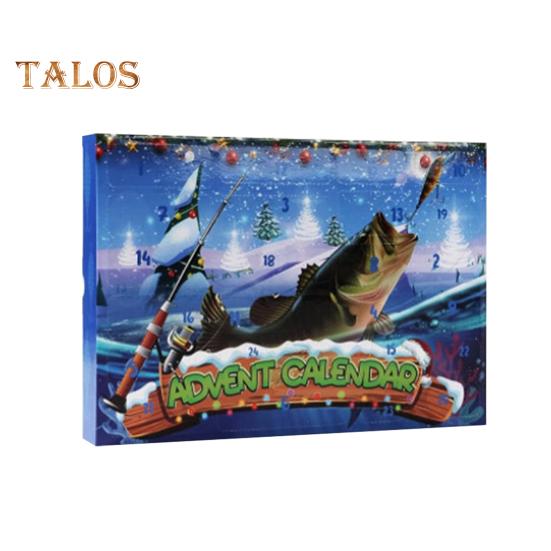 Рождественский адвент-календарь 2024 года, набор рыболовных снастей, обратный отсчет на 24 дня, рыболовные приманки, ежедневные рыболовные снасти с приманками, крючки, аксессуары