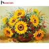 Huacan Diamond Painting Flowers Rhinestones Diamond Mosaic Sunflower Full Square Drill