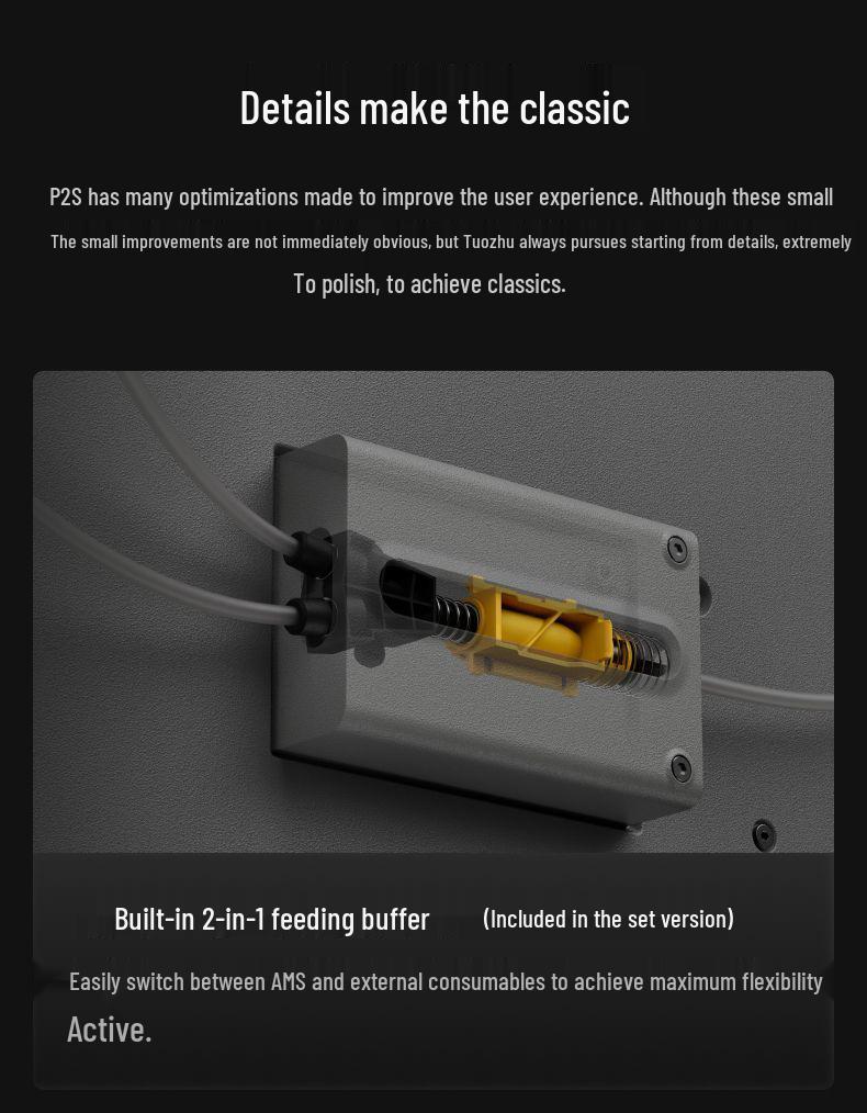 Tuozhu P2S Large FDM Desktop 3D Printer - Multicolor, High Precision, High Speed, AI Monitoring