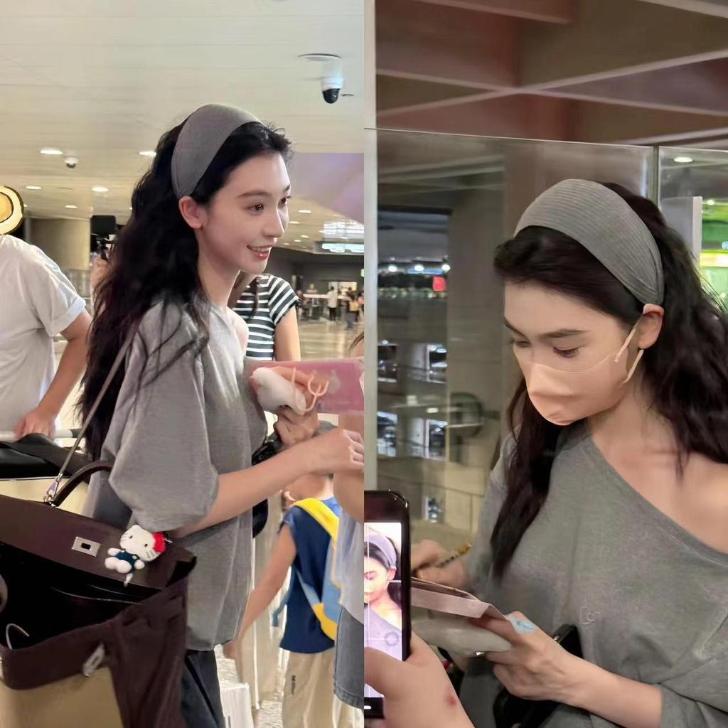 Серая вязаная повязка на голову Yi Mengling: Стильный, широкий, фитнес-аксессуар для волос для женщин