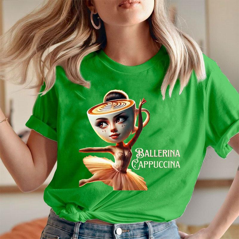Ropa De Mujer Ballerina Cappucina Funny Tee Italian Brainrot T Shirt Personality Women Clothing Top Women Cotton Graphic Shirts
