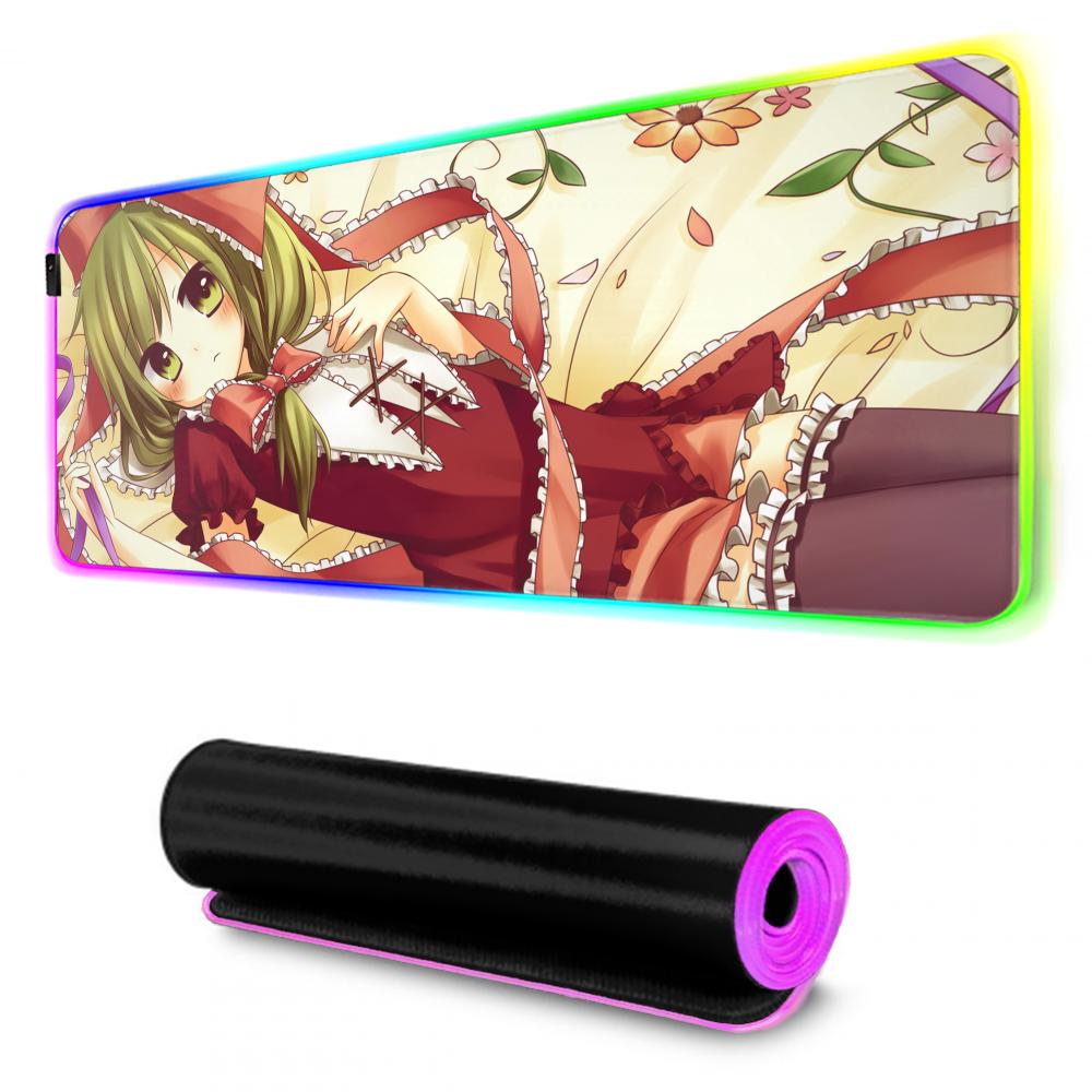 Hina Touhou Коврик для мыши RGB Игровой коврик для мыши Большой светодиодный коврик Настольный коврик для ПК Светящийся коврик для мыши Большие коврики для клавиатуры Настольный ковер с подсветкой