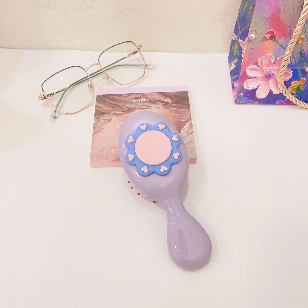 Милая мультяшная расческа с бантом на ручке для массажа кожи головы, переносная пластиковая воздушная подушка, маленькая расческа, щетка для волос с бантом, милая милая расческа