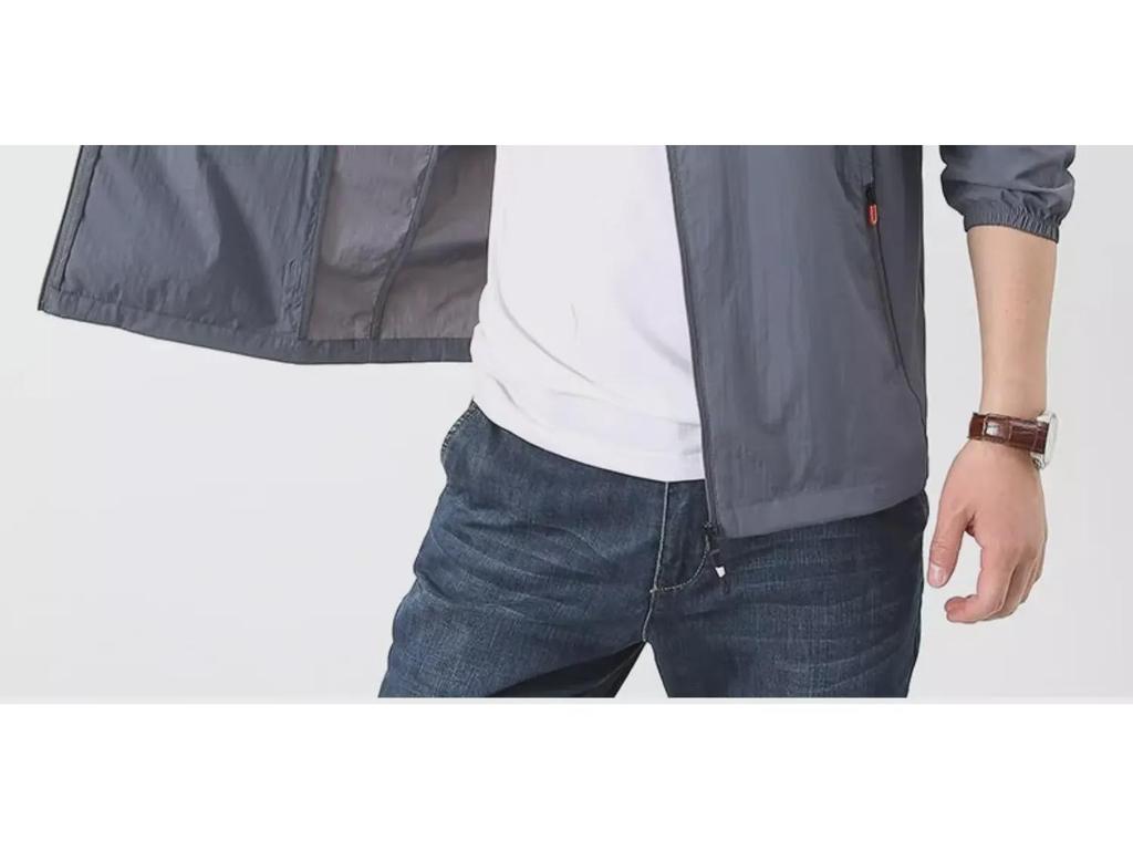 Мужская летняя куртка для активного отдыха Ice Silk с воротником-стойкой и солнцезащитным покрытием — дышащая и быстросохнущая.