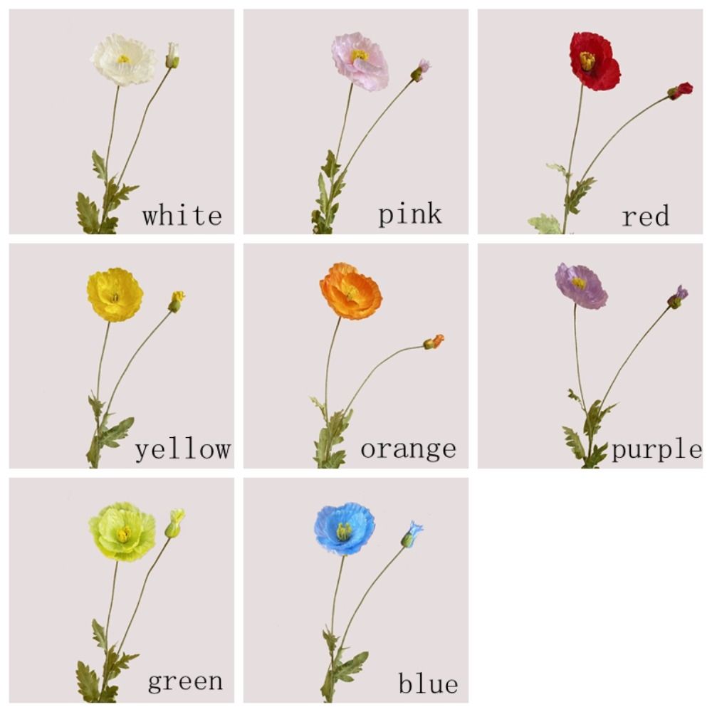Large Fake Poppies Beautiful Artificial Flowers Silk Flower Poppies branch  New Year's Decor