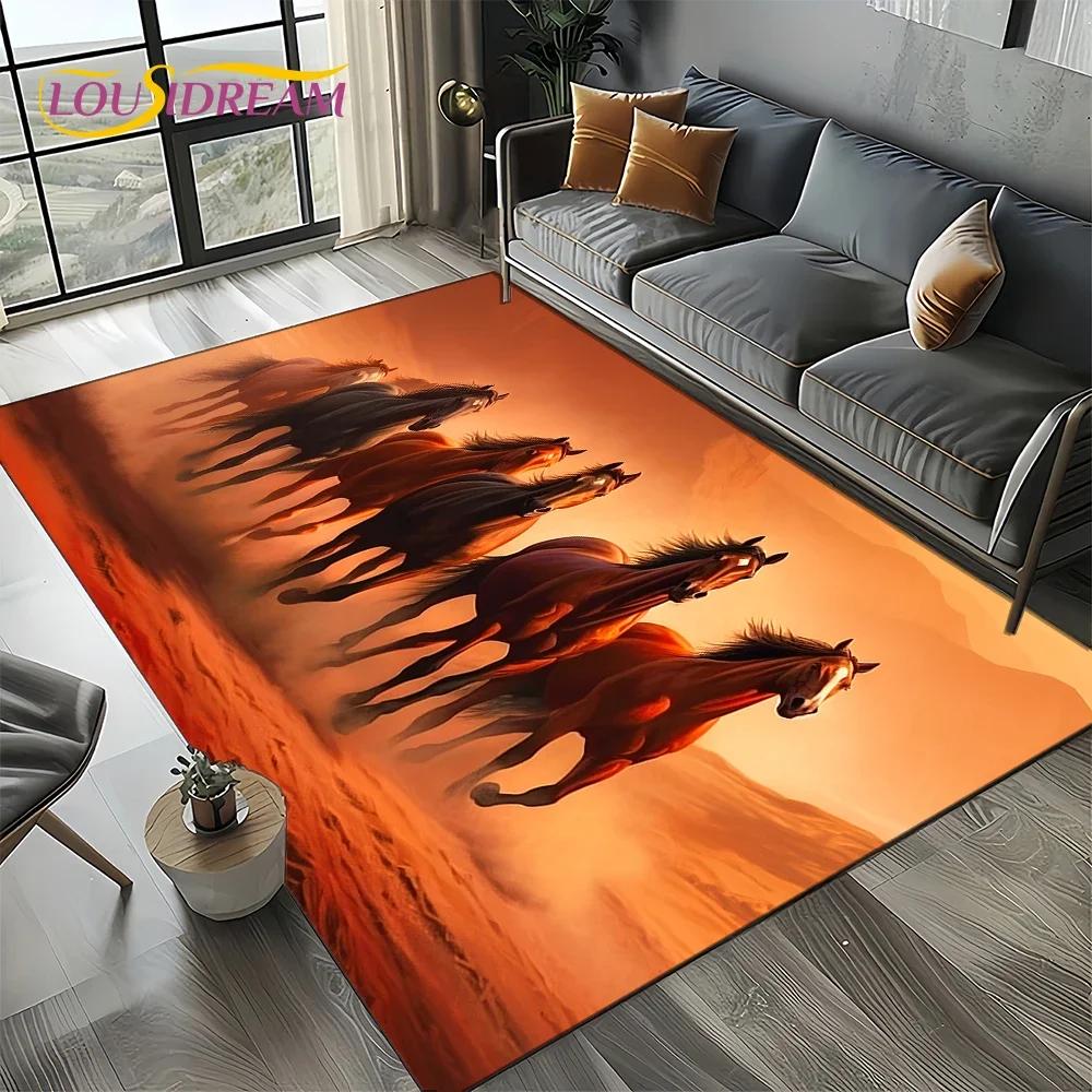 27 Style New Horse Pentium Gallant Steed 3D Animal Carpet Rug for Living Room Bedroom Home Sofa,Kid Area Rug Non-slip Floor Mat